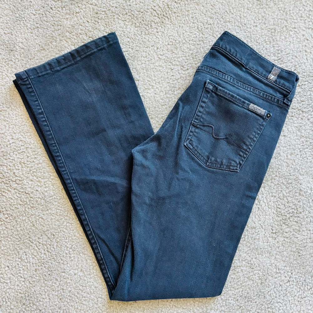 EUC VTG. 7 For All Mankind Y2K Style Bootcut Low Rise Jeans in Dark Navy | Sz 28